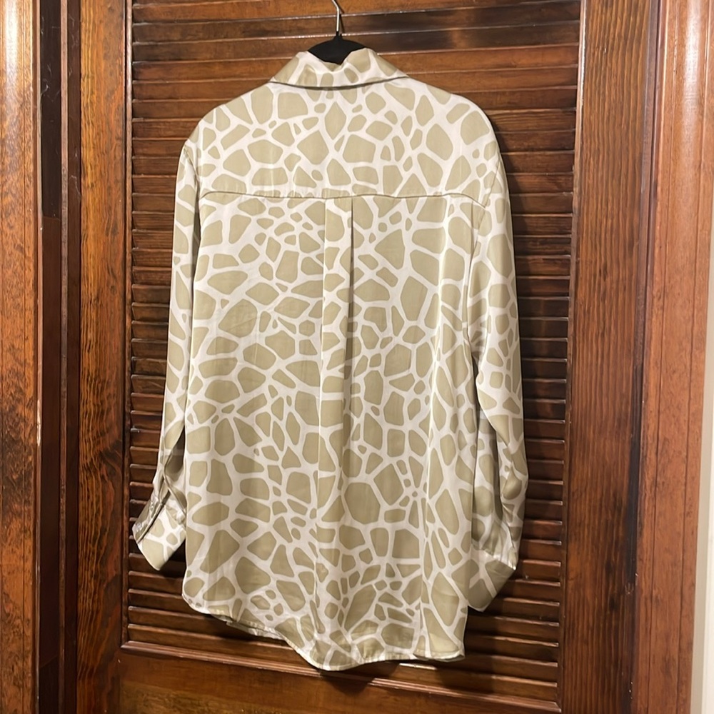 Zara Giraffe Print Satin Button Down Blouse - Picture 7 of 7